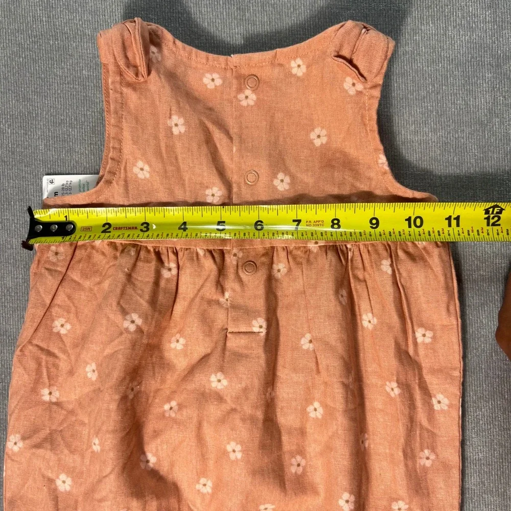 Carters Child of Mine Baby Girl Floral Linen Blend Bubble Romper Orange 18M NEW